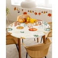 thumbnail image 4 of Round Fitted Tablecloths with Elastic Edge Thanksgiving Pumpkin on Top Oil-Proof Waterproof Wipeable Table Cover for Kitchen Dining Party Decor Fall Leaf on Letter Table Clothes,36" - 44", 4 of 6