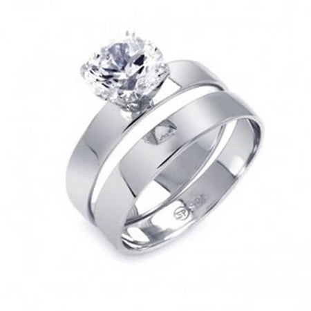 ring plain band silver engagement jewelry sterling aaa cubic zirconia solitaire cz flat bling rings simple 2ct