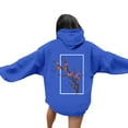 thumbnail image 3 of Charmgo Graphic Hoodies Clearance, Women Fashion Hooded Sweatshirts Flower Print Hoodies Sweater Y2k Tops Streetwear Winter Clothes for Women, Blue Hoodies for Women XXL, 3 of 6