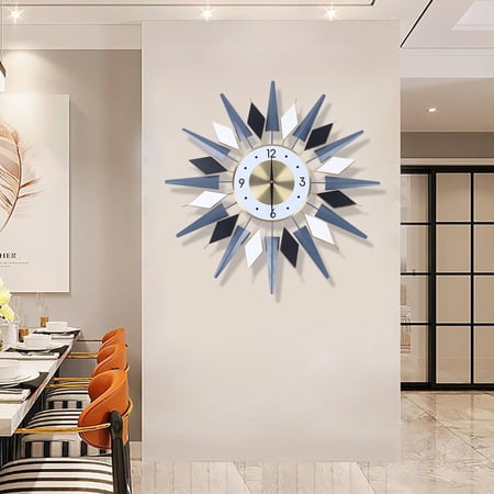 Large Starburst Metal Wall Clock Mid Century Modern Europe Style Decor 60x60cm