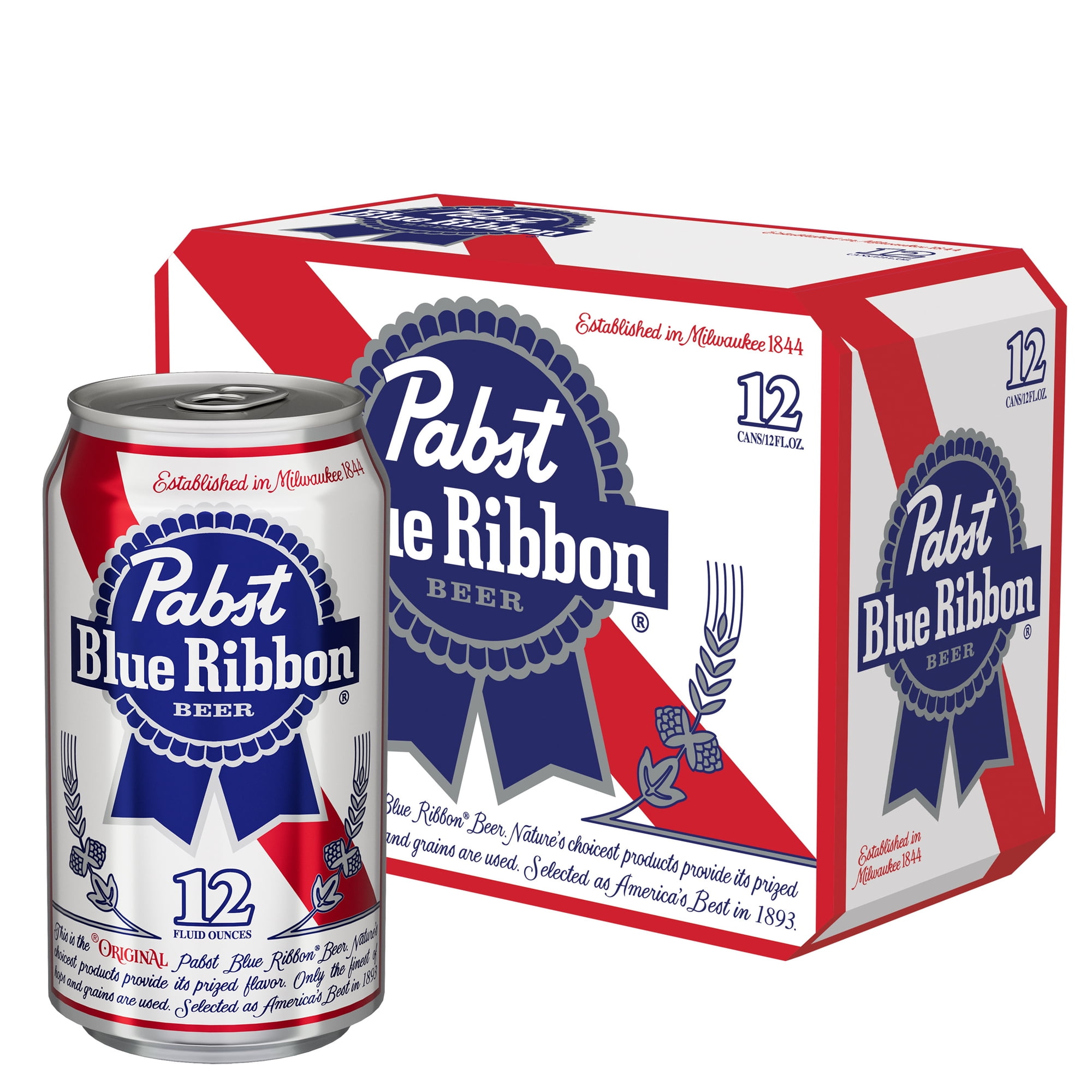 Pabst Blue Ribbon Beer, 12 Pack, 12 fl oz Aluminum Cans, 4.7% ABV, Domestic Lager