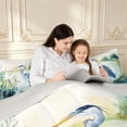 thumbnail image 4 of Erosebridal Vintage Heron Bird Twin Comforter Sets,Lovely Animals Bedding Set,Green Blue,Light Gray Reversible,2 Pieces,1 Comforter and 1 Pillowcase, 4 of 7
