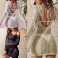 thumbnail image 4 of Vestido playero manga larga para mujer, Vestido playa holgado, ropa baño Sexy ahuecada, traje baño ganchillo, 4 of 5