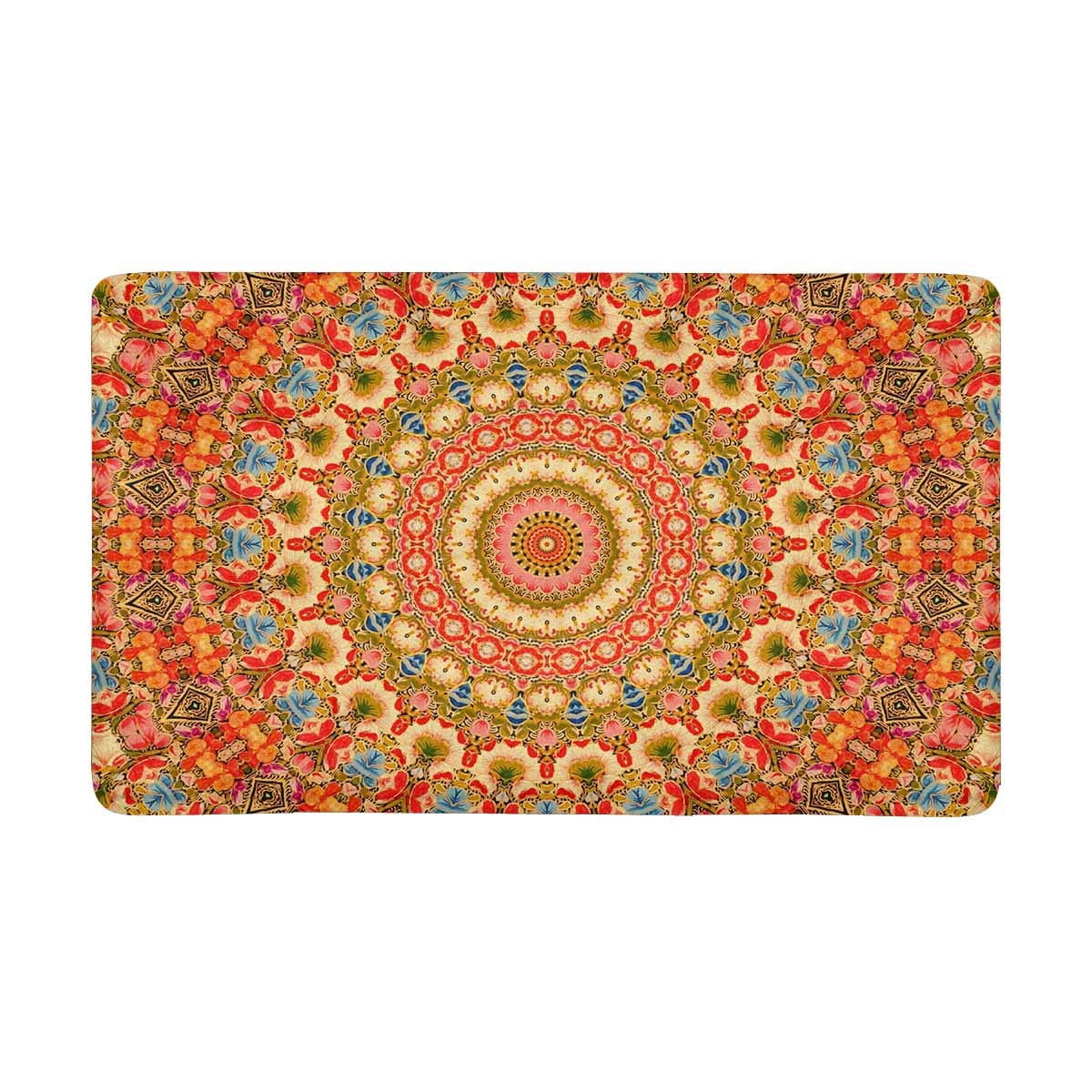 POP Kaleidoscope Flowers Kashmiri Style Doormat NonSlip Indoor and