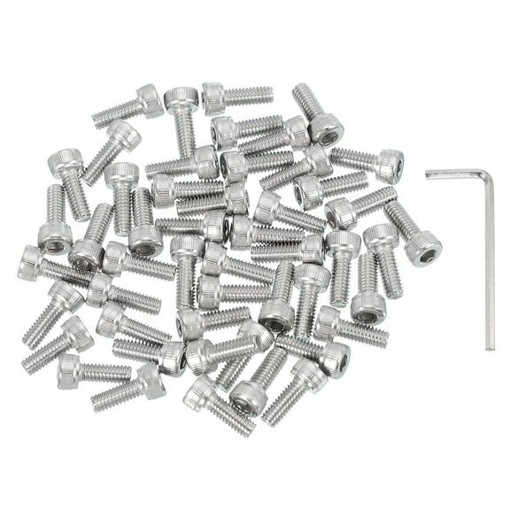Uxcell 50 Pcs M4 x 10mm Hex Socket Head Cap Screws Bolts, 304 Stainless Steel Screws with Wrench