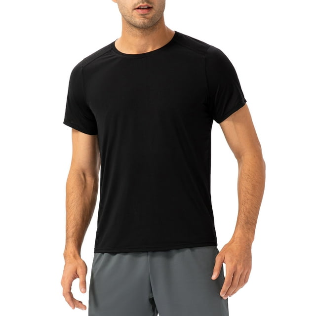 Amdohai Men Sport T-shirt Chemises de Course à Manches Courtes Col Rond Fitness Tops