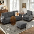 thumbnail image 3 of Soscana Convertible Sectional Sofa & Accent Chair,3 Seat L Shaped Couch with Reversible Storage Ottoman&Side Pockets, for Living Room Office Apartment Apt, 3 of 8