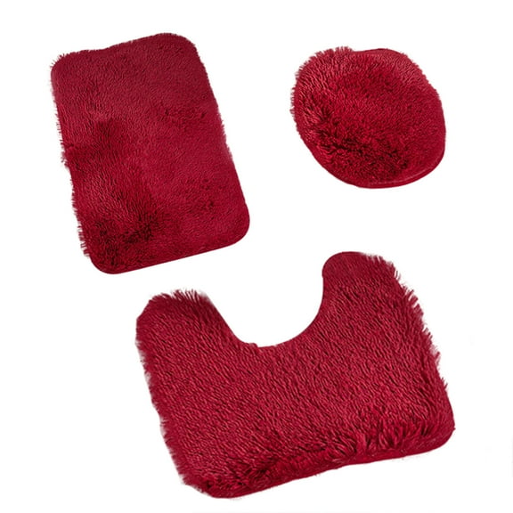 Soft Bathroom Carpet ,3 Piece Shaggy Bathroom Rugs and Mats Sets, Non-Slip Mat Set ,Toilet Mat Set ,Bath Mats Set 3 Piece Set,with U-Shaped Toilet Floor Mat Non Slip Rugs Andtoilet Lid Cover Mat