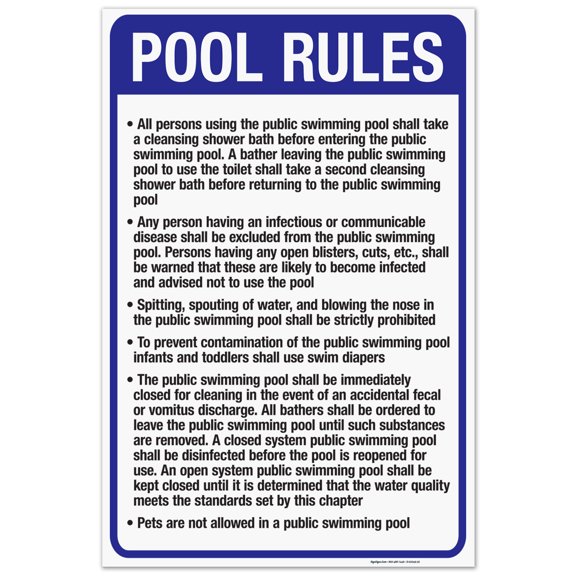 Hawaii Pool Rules Sign, Complies With State Of Hawaii Pool Safety Code, 24x36 Corrugated Plastic