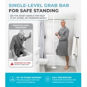 Stander Wonder Pole with Rotating Single Grab Bar, Tension Mounted Floor to Ceiling Transfer Pole for Seniors & Elderly Adults, No-Drill Support Rail with Assist Handle for Home & Bath Safety, White