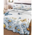 thumbnail image 3 of Quilts Twin XL Size, White Daisy Blossom Soft Comforter Bedding Set for Bed, Spring Graden Floral Butterflies Lightweight Quilted Bedspread with Pillow Cover(2 Pieces) for All Season, 68x98 Inch, 3 of 6