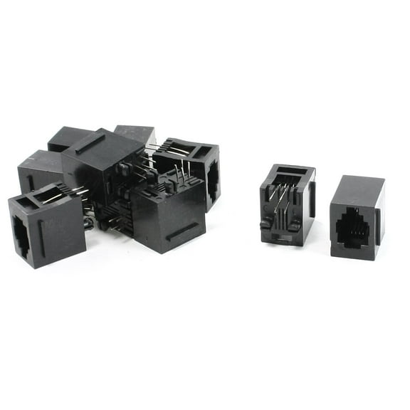 Unique Bargains 10 Pcs RJ9 RJ10 RJ22 4P4C Handset Cord Sockets Vert PCB Jacks 15mm Length