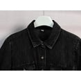 thumbnail image 6 of sicmoss Women's Black Denim Jean Dress Short Sleeve Button Down Shirt Style Midi Summer Casual, 6 of 7