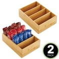 thumbnail image 2 of mDesign Bamboo Wood Food Storage Organizer Bin Box, 4 Sections, 2 Pack - Natural, 2 of 8