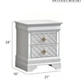 thumbnail image 2 of JERFIT White Nightstand with Drawers, Pearl White Bedside Table with Gold Crystal Knobs, Embossed X Design Wood Bedroom Furniture, 2 of 5