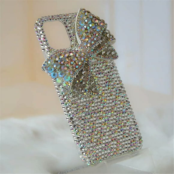 Compatible with LG G7/LG G7 ThinQ Glitter Case,3D Diamond Cute Bow Crystal Rhinestone Women Girls Rainbow Shiny Sparkle Bling Glitter Protective Phone Case Cover