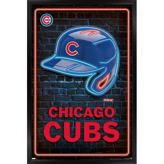 MLB Chicago Cubs - Neon Helmet 23 Wall Poster, 22.375" x 34" Framed