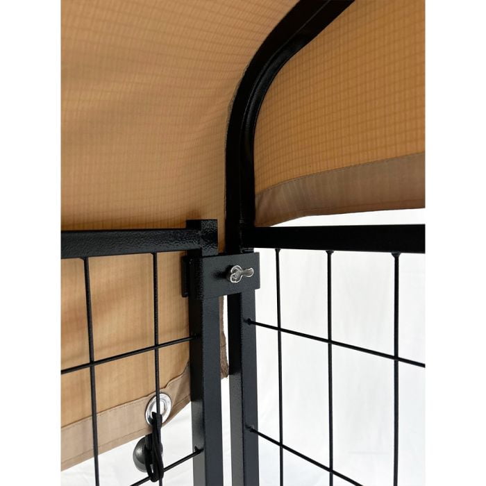 Garden Winds Custom Fit Replacement Canopy Top Cover Compatible with The Lucky Dog CL 60445 4’ Uptown Welded Outdoor Dog Kennel Playpen - Upgraded Performance RipLock 350 Fabric - Slate Gray