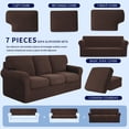 thumbnail image 7 of Subrtex Sofa Slipcover Sets 7 Pieces Stretch Couch Cover Backrest Cushion Covers (Sofa, Chocolate), 7 of 7