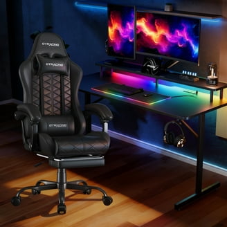 GTRACING Faux Leather Floor Rocker Video Gaming Chair, Blue