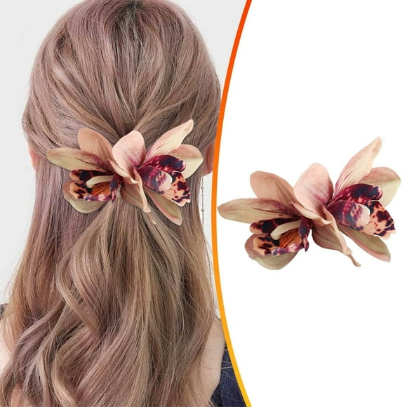 Under $1 Artificial Cymbidium Orchids, Orchid Flower Hair Clips - Bridal & Tropical Hair Accessories for Women - Lightweight & Secure Clip, Real Touch Orchids, by Elapind, Multi-Color