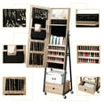 thumbnail image 4 of Oumilen Jewelry Armoire on Casters with Wood Chest Drawer in Yellow, 4 of 7