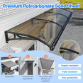 thumbnail image 6 of Window Awnings Canopy with Drainage Sink, Large Sink Awning Canopy Waterproof Window Awning Front Door Eaves Canopy for Window Balcony Yard, in Polycarbonate Board and Aluminum Alloy Bracket, 6 of 6