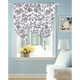 thumbnail image 2 of Purple Flower Tie Up Curtains for Window, Thermal Insulated Balloon Shade Adjustable Rod Pocket Curtains Valance Panels for Kitchen Bathroom Cafe 42 x 54 Vintage Farmhouse Boho Leaf Spring Plant, 2 of 6