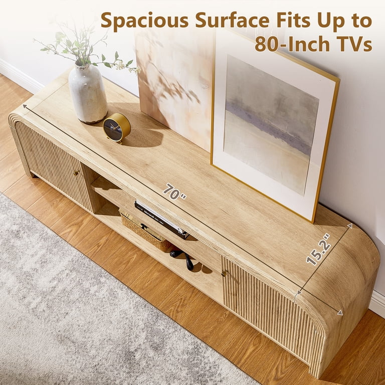 KeyWhat Fluted TV Stand for TVs Up to 80", Storage Cabinet photo 4