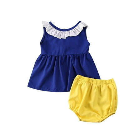 

Emmababy Cute Snow White Baby Girl Bow Clothes Romper Tops Dress Shorts Set