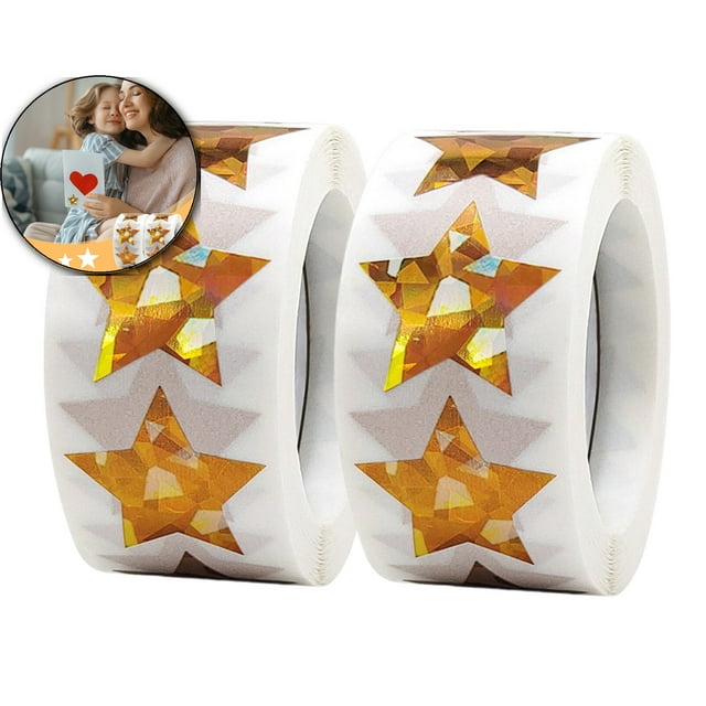 Dvruxg 100 Pcs Star Stickers, 1 inch Self Adhesive Metallic Glitter Foil Stickers Star Sticker Reward Behavior Chart Labels