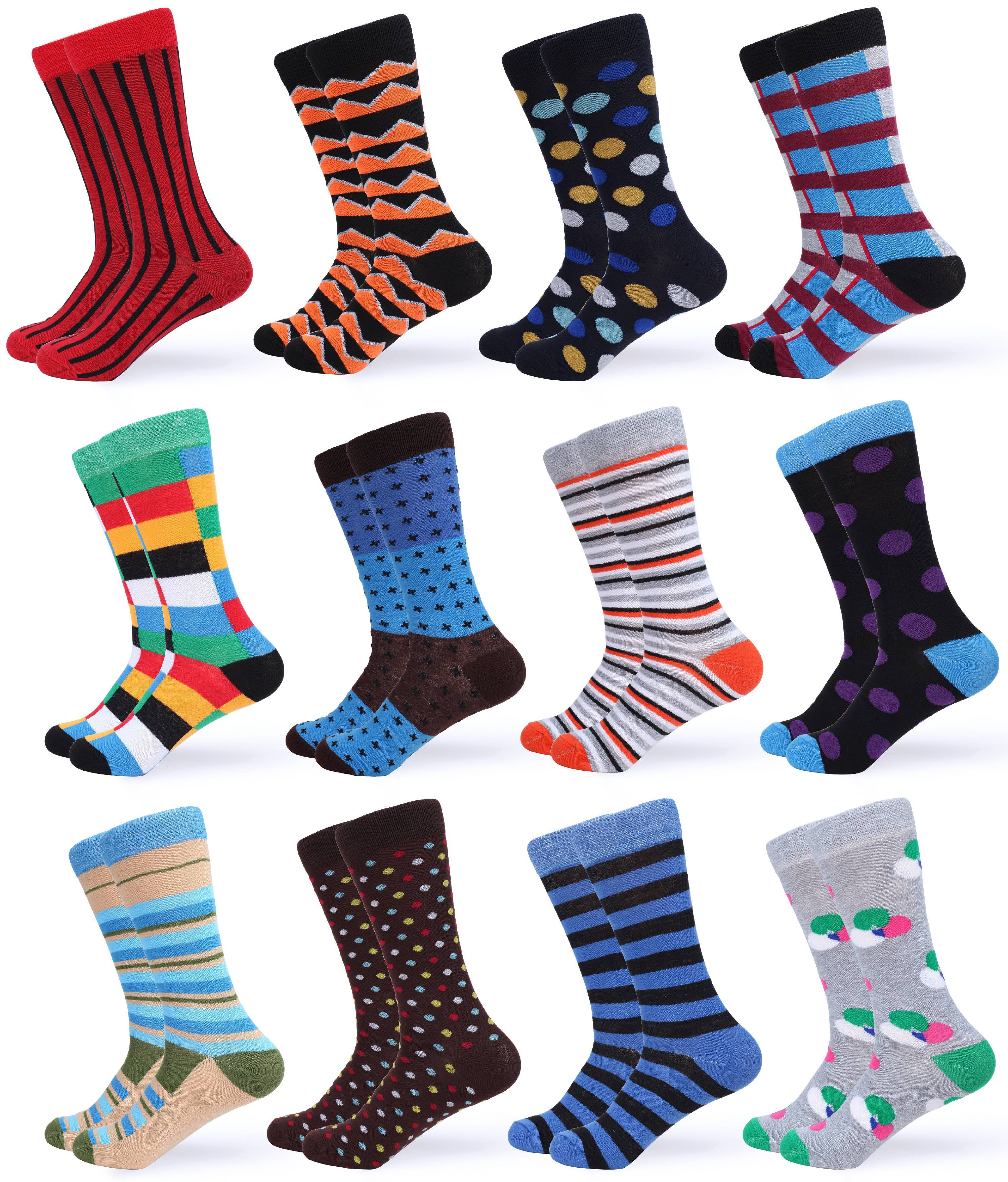 Gallery Seven Mens Dress Socks - Funky Colorful Socks for Men - 12 Pack ...