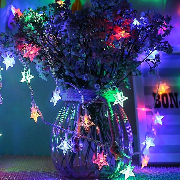Luces llevadas de la cortina del copo de nieve de la estrella, luces de la cortina de ventana con pilas