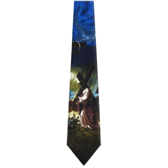BuyYourTies - Mens Novelty Christian Necktie - Navy Brown