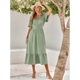 thumbnail image 4 of Nouvelle Robe d'Été Décontractée pour Femmes Couleur Unie Manches Feuille de Lotus tzw, 4 of 6