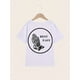 thumbnail image 1 of Camiseta "Descansa tranquilo" con diseño de esqueleto, ideal para uso informal, cómoda y elegante, ideal para hombres y mujeres., 1 of 6