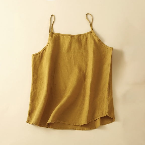 Chbgutlmr Cotton Linen Camisole Tops for Women Spaghetti Strap Sleeveless Tank Tops Casual Lightweight Breathable Summer Tops