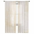 thumbnail image 2 of Beige Semi Sheer Curtains 63 Inch Length 2 Panels Set, Retro Oil Painting Modern Abstract Art Aesthetics Sheer Kitchen Curtain Privacy Voile Window Curtain for Living Room Bedroom Rod Pocket Drapes, 2 of 7