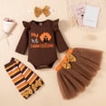thumbnail image 4 of GYRATEDREAM 0-18M Infant Baby Girls Thanksgiving Outfit Newborn Romper Tops + Tutu Skirt + Leg Warmers Headband 4PCS Set, 4 of 17