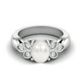 thumbnail image 1 of Prong-Setting 8x6MM Forme Ovale Perle Gemme 925 Sterling Silver Solitaire Femmes Bague de Fiançailles, 1 of 3