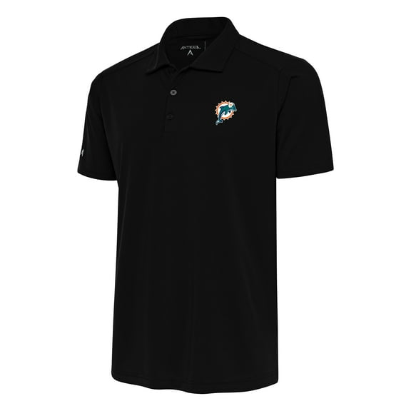 Men's Antigua Black Miami Dolphins Team Logo Throwback Tribute Polo