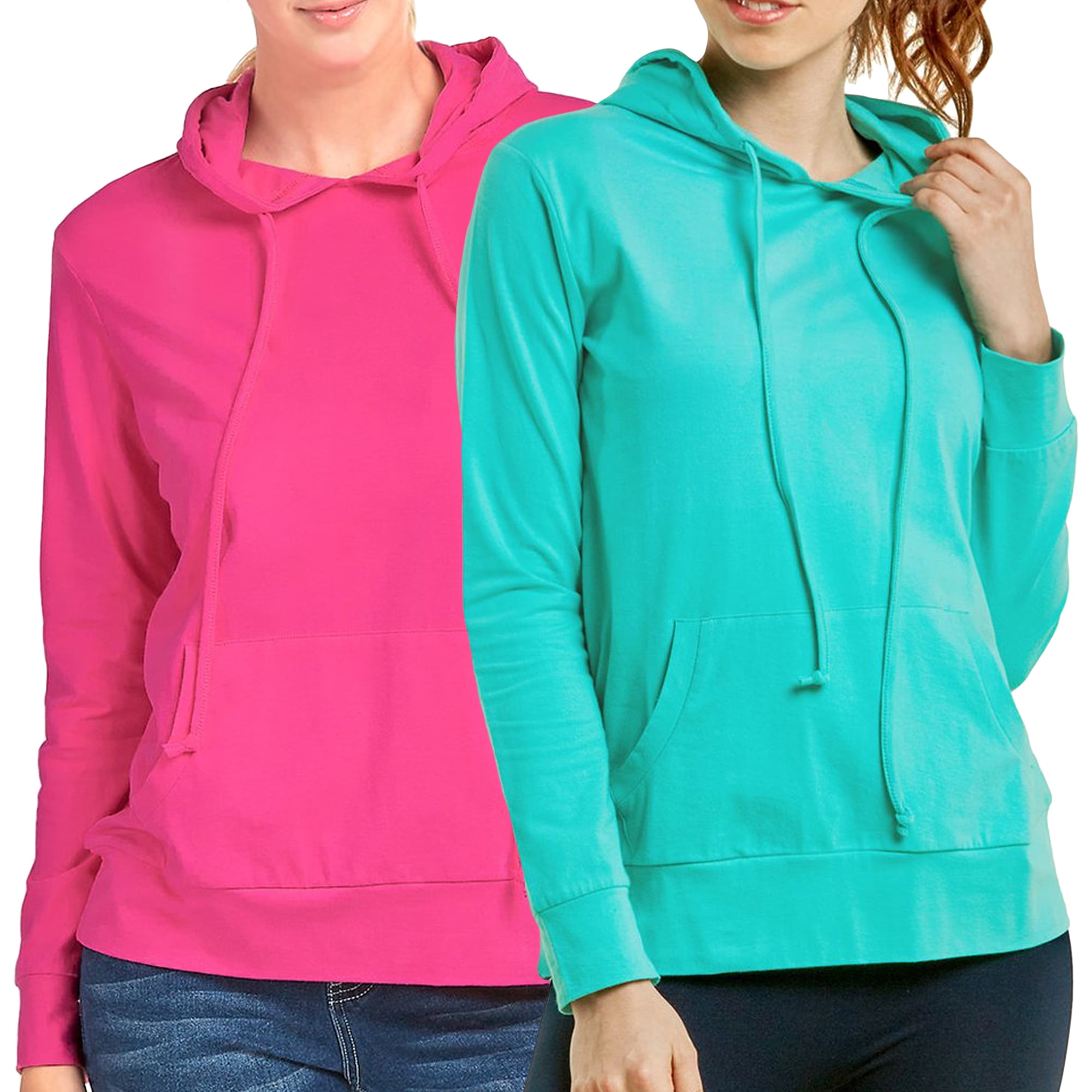 TheLovely Women's Thin Cotton Light Pullover Hoodie Sweater Top (Fuchsia/Mint, S), Size: Small, Pink