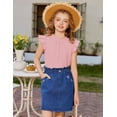thumbnail image 4 of Arshiner Girls Ruffle Short Sleeve Shirts Cute Summer Frill Neck Pleated Textured Blouse Tops, 4 of 7