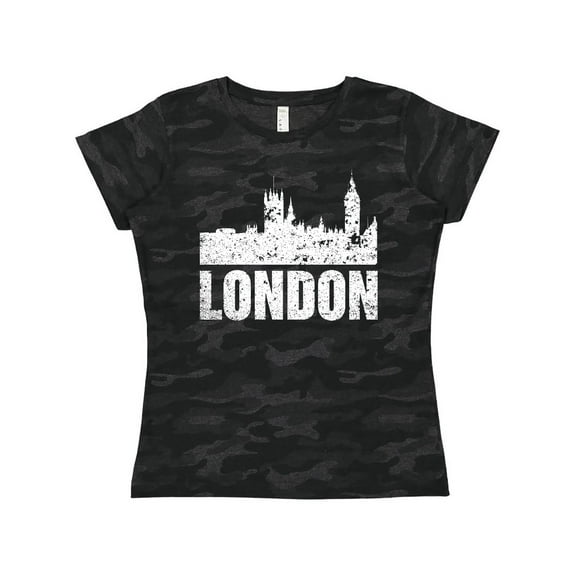 Inktastic London England City Skyline with Grunge Women's T-Shirt