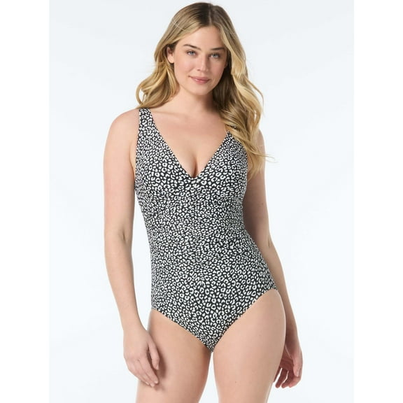 shapemaker V Neck One Piece, 005-Black/White, XS
