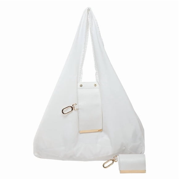 weibbin Keychain Tote Bag Foldable Mini Expandable Leather Bag Portable Shopping Bag for Daily Errands & Travel