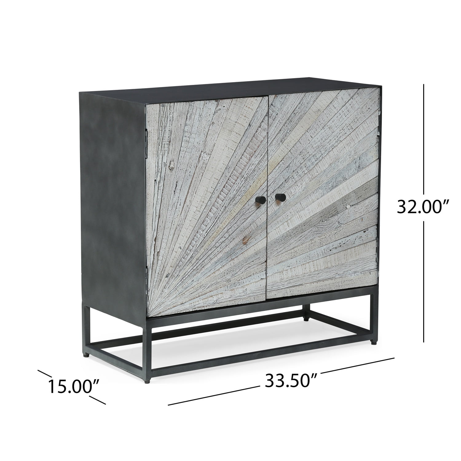 Kadyn Modern Door Cabinet, Industrial Storage Cabinet with 2 Doors, Floor Storage Cabinet for Living Room, Gray and Black