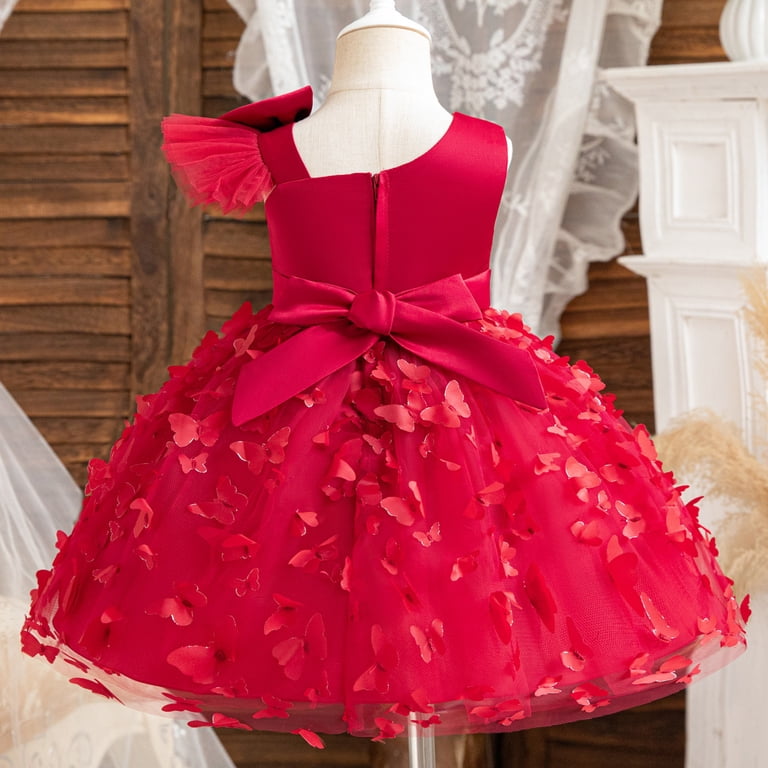 Phcqqok 4/July Girls Holiday Dress Size 14 Green Child Girls Tulle Pageant  Dress Party Bow Knot Sleeveless Gown Dresses