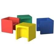 Children's Factory Indoor Outdoor Classrom Kids Cube Chair, Multicolor 4 Pk