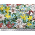 thumbnail image 2 of Soimoi Blue Cotton Duck Fabric Leaves & Lily Floral Print Sewing Fabric Yard 42 Inch Wide, 2 of 3